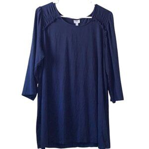 Dressbarn Womens Navy 3/4 Sleeve Top Size 2X Rayon & Spandex